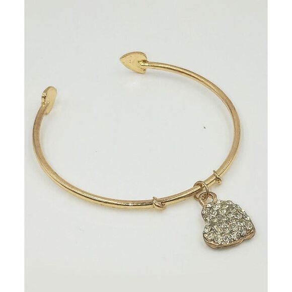 *Clearance* Ladies Rhinestone Heart Dangle Bracelet - Picture 1 of 5